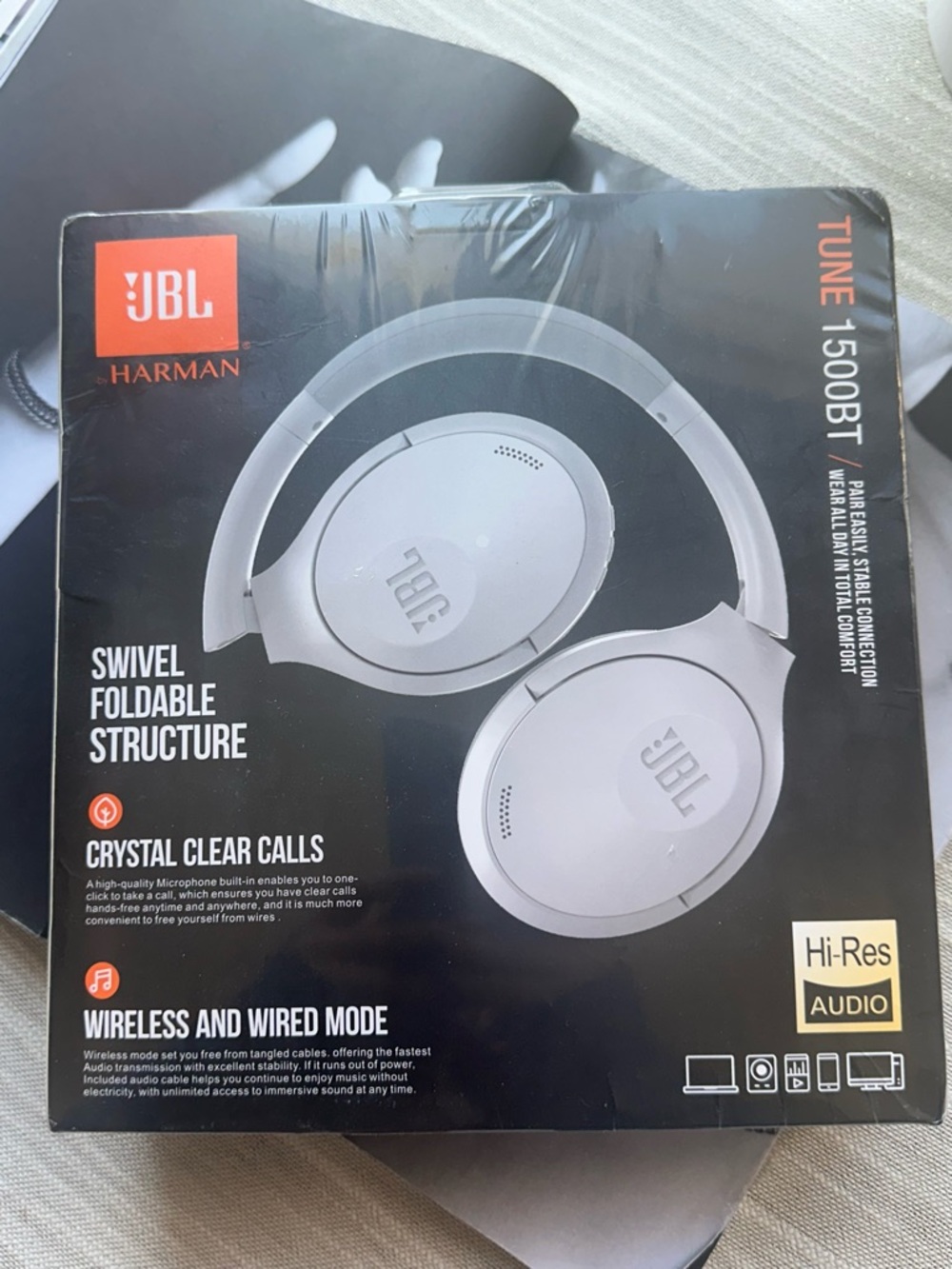 JBL Tune 1500BT Wireless Foldable Headphones - White
